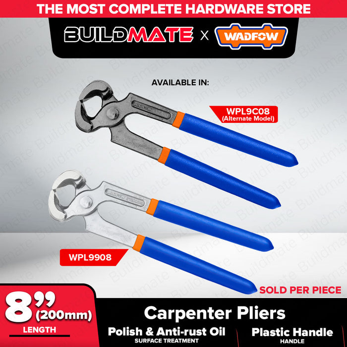 BUILDMATE Wadfow 8" Carpenter Pliers Multi-Purpose Nail Grip Puller Remover Tool End Nipper Claw Cutting Carpentry Plier - WHT
