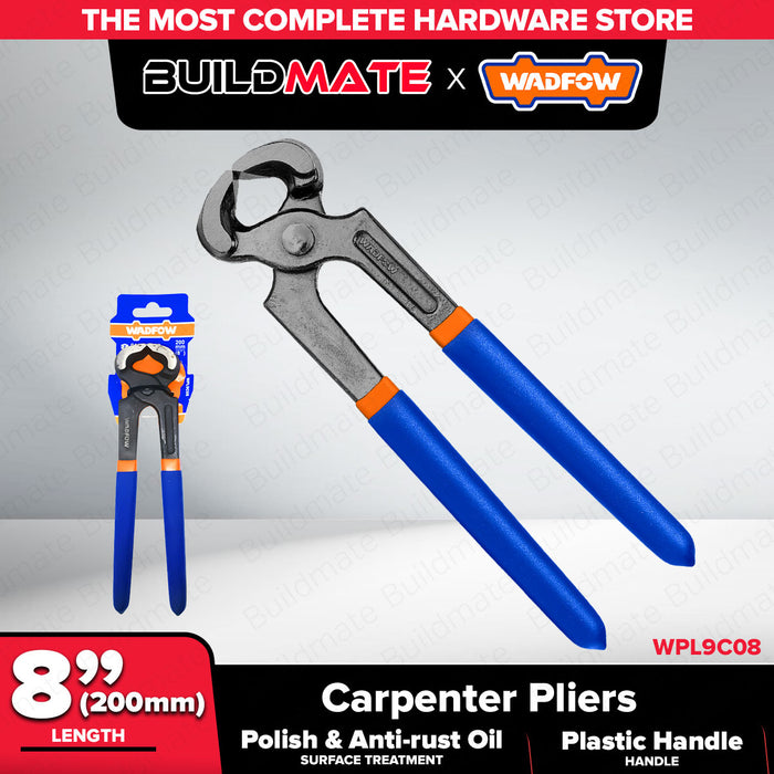 BUILDMATE Wadfow 8" Carpenter Pliers Multi-Purpose Nail Grip Puller Remover Tool End Nipper Claw Cutting Carpentry Plier - WHT