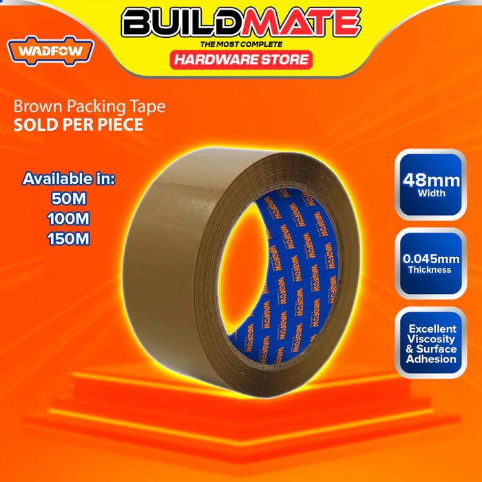 BUILDMATE Wadfow Brown Packing Tape 50m / 100m / 150m Carton Sealing Binding Adhesive Packaging Tape SOLD PER PIECE - WHT