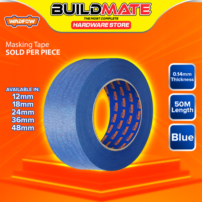 BUILDMATE Wadfow Masking Tape 12mm - 48mm Adhesive Blue Colored Tape For Painting and General Masking Applications SOLD PER PIECE - WHT