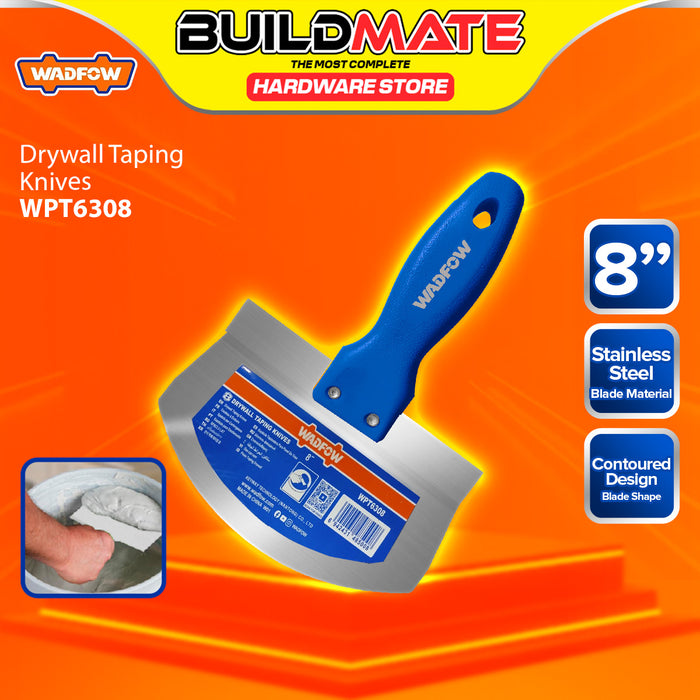 BUILDMATE Wadfow Drywall Taping Knives 6.5" / 8" Contoured Drywall Plastering Scraper Finishing Blades Scooping Joint Taping Knife SOLD PER PIECE - WHT