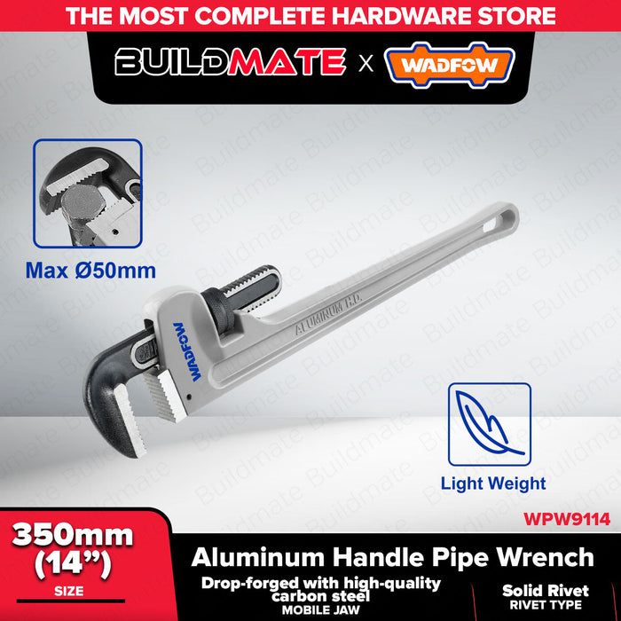 WADFOW 14" | 18" Aluminum Handle Pipe Wrench WPW9114 | WPW9118 WHT