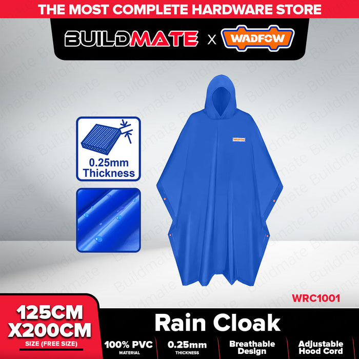 BUILDMATE Wadfow Rain Cloak 50" x 80" Inch Reflective Raincoat Unisex Free Size Poncho Rain Coat Waterproof Kapote with Adjustable Hat Cord WRC1001 • WHT
