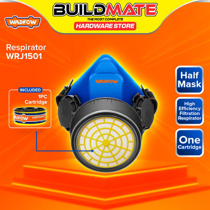 BUILDMATE Wadfow High Efficiency Filtration Respirator Double Cartridge Protective Dust and Chemical Respiratory Protection Half Mask WRJ1501 - WHT