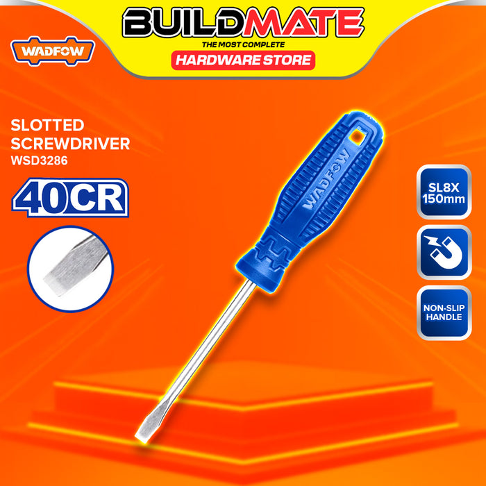 BUILDMATE Wadfow Screwdriver Phillips Cross / Slotted Flat Head Round Shank Magnetic Fastening Repair Hand Tools Screw Driver SOLD PER PIECE - WHT