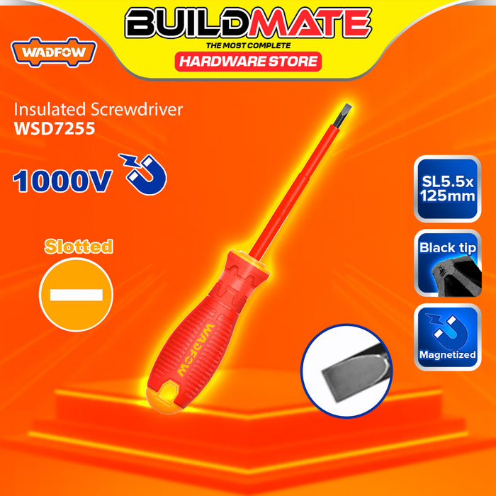BUILDMATE Wadfow 1000V Insulated Screwdriver 75mm-150mm Phillips, Slotted, Pozidriv VDE Electrician Magnetic Screw Driver Fastening Repair Hand Tools - WHT