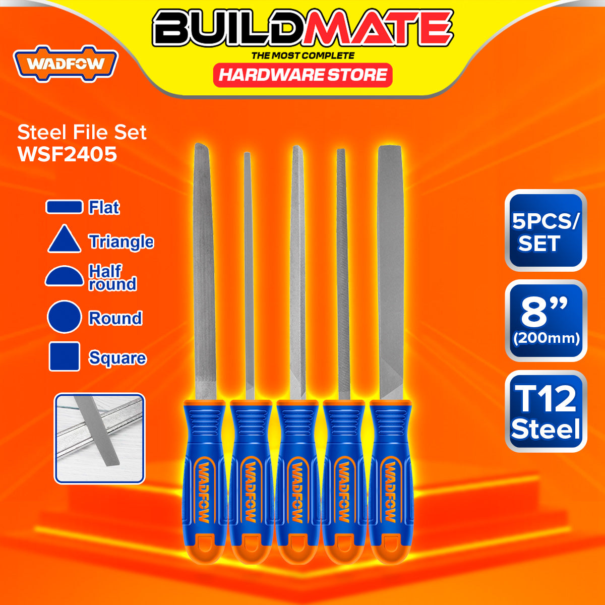 BUILDMATE Wadfow 5pcs Steel File Set 8