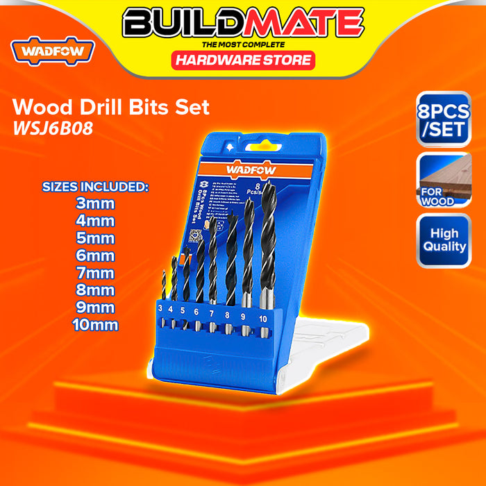 BUILDMATE Wadfow 8pcs Wood Drill Bits Set 3mm-10mm Brad Spur Point Woodworking Spiral Twist Bit WSJ6B08 - WHT