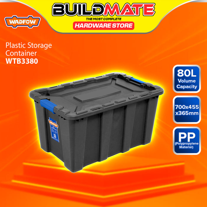 BUILDMATE Wadfow Plastic Storage Container 25L-100L Multipurpose Stackable Tub Black Organizer Bin Plastic Box SOLD PER PIECE - WHT