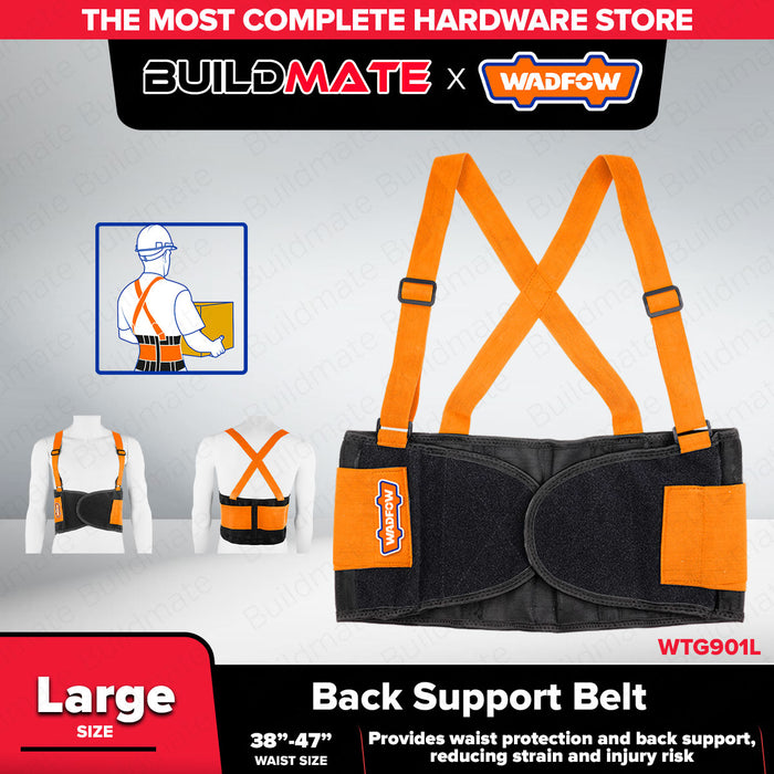 Wadfow M-XL Adjustable Back Support Belt Lumbar Brace Waist Protection for Lifting, Working | Lower Back Pain Relief SOLD PER PIECE - WHT