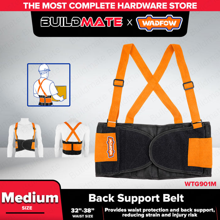 Wadfow M-XL Adjustable Back Support Belt Lumbar Brace Waist Protection for Lifting, Working | Lower Back Pain Relief SOLD PER PIECE - WHT