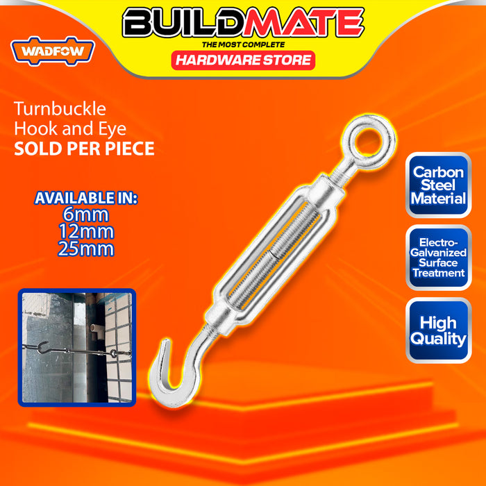 BUILDMATE Wadfow Carbon Steel Turnbuckle Hook and Eye Adjusters Straining Screw Cable Wire Rope Tensioner Metal Hook Turn Buckles Barrel Strainer - WHT