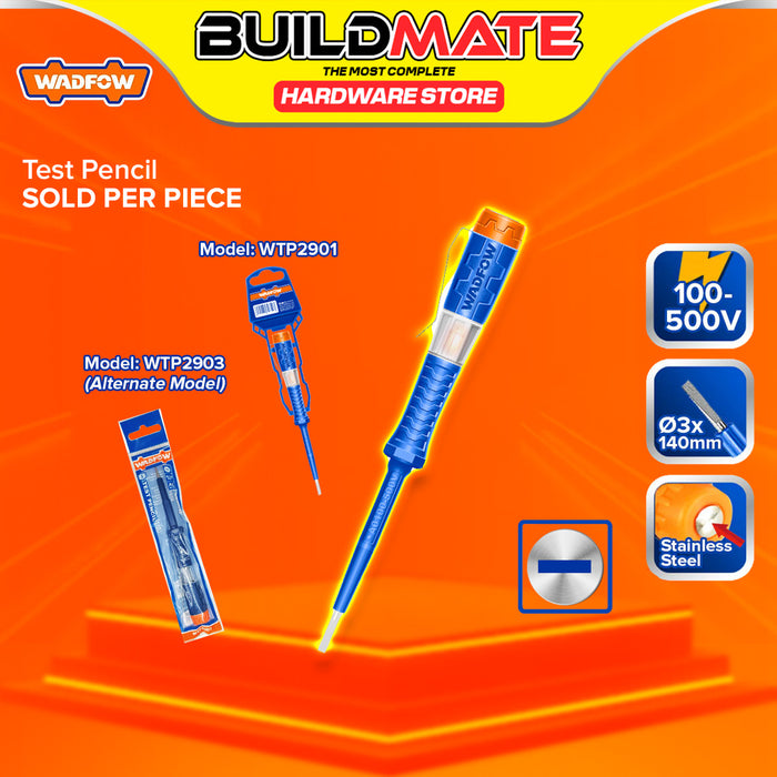 BUILDMATE Wadfow Test Pencil 3x140mm AC 100-500V Voltage Indicator Tester Light Flat Head Slotted Screwdriver Electric Circuit Live Detector Pen - WHT