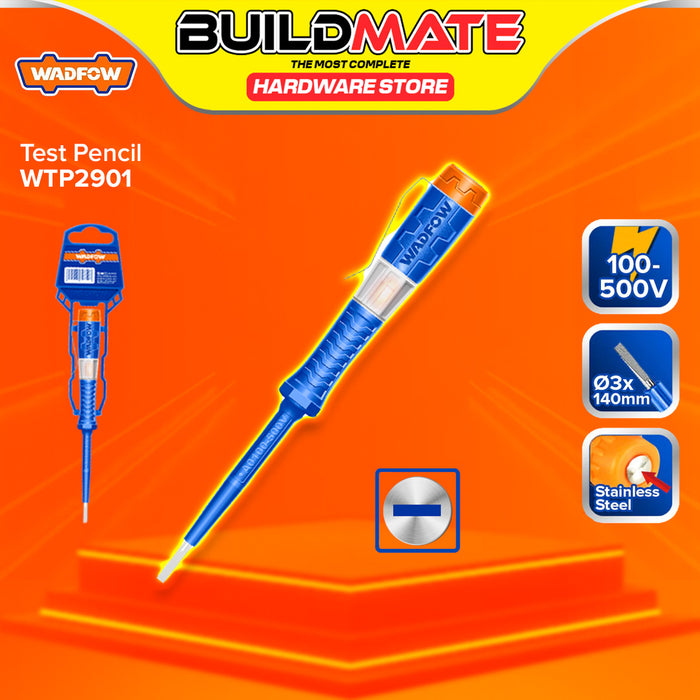 BUILDMATE Wadfow Test Pencil 3x140mm AC 100-500V Voltage Indicator Tester Light Flat Head Slotted Screwdriver Electric Circuit Live Detector Pen - WHT