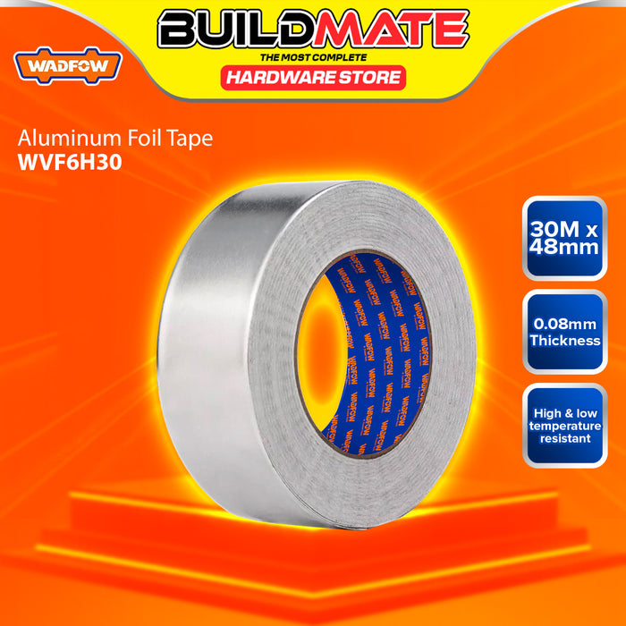 BUILDMATE Wadfow Aluminum Foil Tape HVAC System 48mm Adhesive Heat Resistant Metallic Sealing Duct Thermal Insulation Silver Tape - WHT