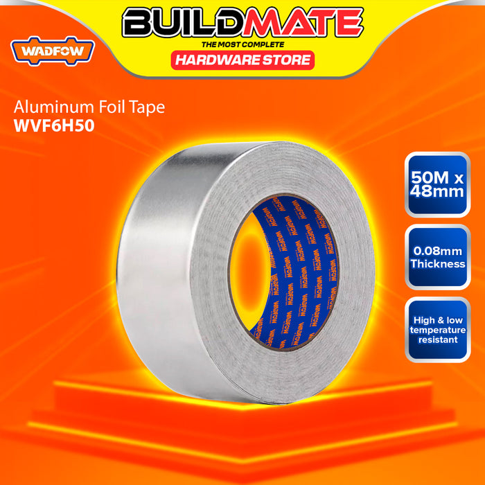 BUILDMATE Wadfow Aluminum Foil Tape HVAC System 48mm Adhesive Heat Resistant Metallic Sealing Duct Thermal Insulation Silver Tape - WHT