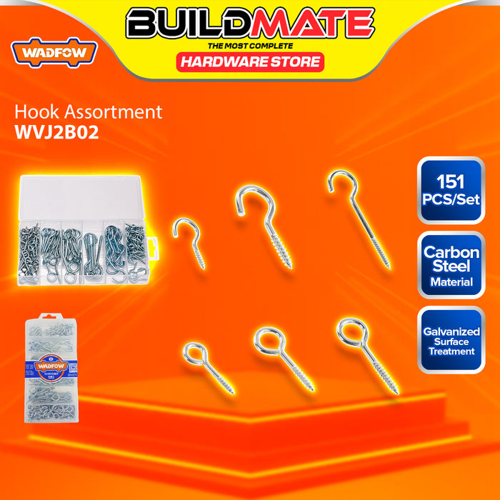 BUILDMATE Wadfow 172pcs / 151pcs Wall Mounting Hook Kit Assortment Carbon Steel Home Decor Multi-Purpose Wall Hanging Hook Set DIY Hardware Kit - WHT