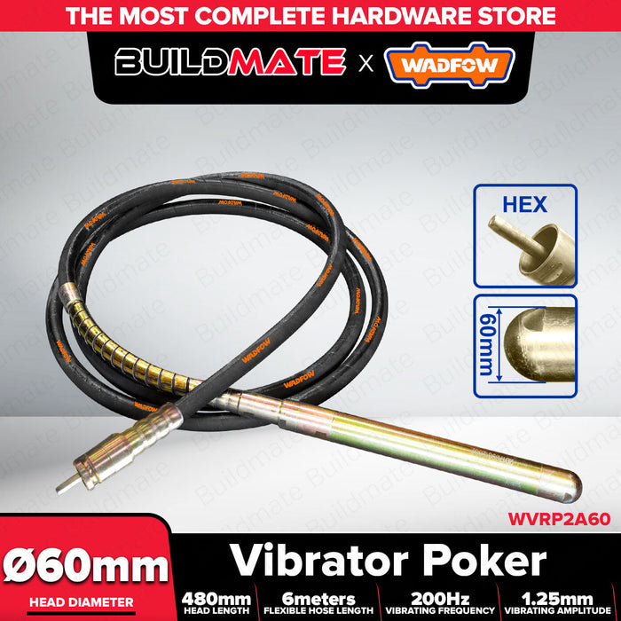 Buildmate x Wadfow Vibrator Poker 60mm 6m Hose Concrete Vibrator WVRP2A60 WHT