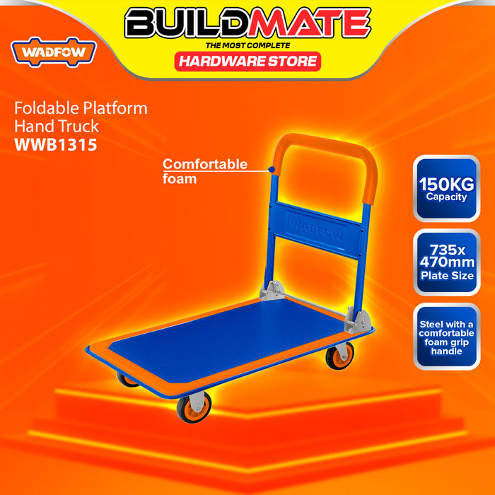 BUILDMATE Wadfow Foldable Steel Platform Hand Truck 150kg / 300kg Capacity Folding Trolley Push Cart Transport Flat Bed Dolly  - WHT