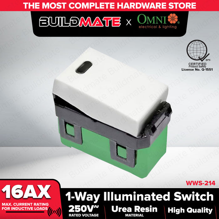 OMNI 1-Way Illuminated Switch ABS Material Wide Series 16A WWS-214 •BUILDMATE•