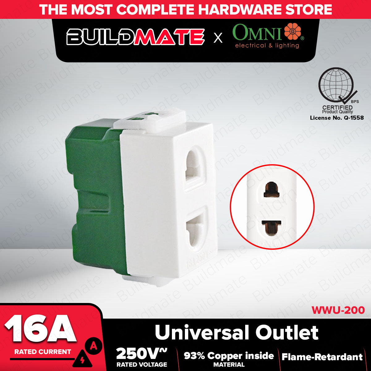 OMNI Electric Universal Outlet 16A WWU-200 •BUILDMATE• — Buildmate