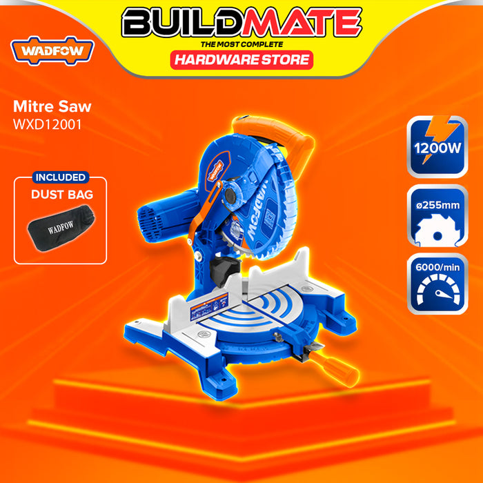 BUILDMATE Wadfow Mitre Saw 1200W / 1400W / 1800W with Dust Bag Wood Cutter Woodworking Cutting Machine Miter Saw  - WPT