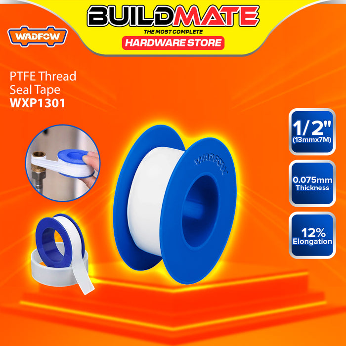 BUILDMATE Wadfow PTFE Teflon Thread Seal Tape 7m / 13m White Plumbers Sealant Threaded Joint Leak Proof Pipe Wrapping Tape SOLD PER PIECE - WHT