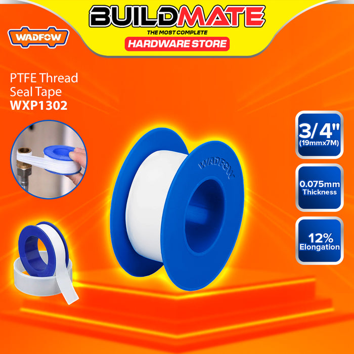 BUILDMATE Wadfow PTFE Teflon Thread Seal Tape 7m / 13m White Plumbers Sealant Threaded Joint Leak Proof Pipe Wrapping Tape SOLD PER PIECE - WHT