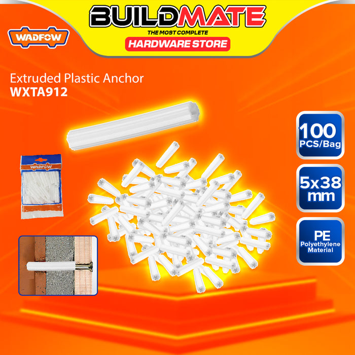 BUILDMATE Wadfow Extruded Plastic Anchor 5x25mm / 5x38mm White Ribbed Tubular Straight Plastic Insulation Expansion Anchor Wall Plug  SOLD PER PACK - WHT