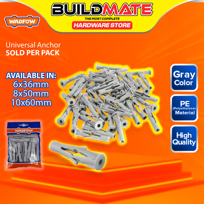 BUILDMATE Wadfow Universal Anchor PE Multi-Purpose Plastic Expansion Screw Concrete Fixing Anchor Wall Gripper SOLD PER PACK - WHT