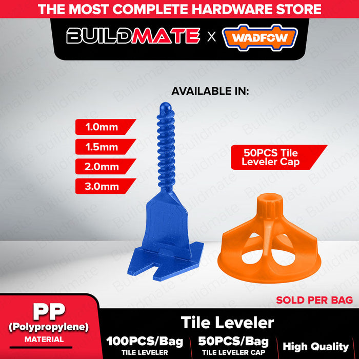 Wadfow 1mm-3mm Tile Leveling System Reusable Spacer / Cap Tiling Tool for Wall & Floor Tile Installation Kit SOLD PER BAG - WHT