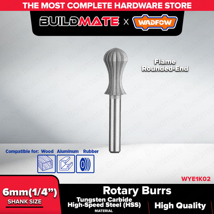 WADFOW 6mm Rotary Burrs for Deburring Wood, Rubber, and Aluminum WHT - BUILDMATE