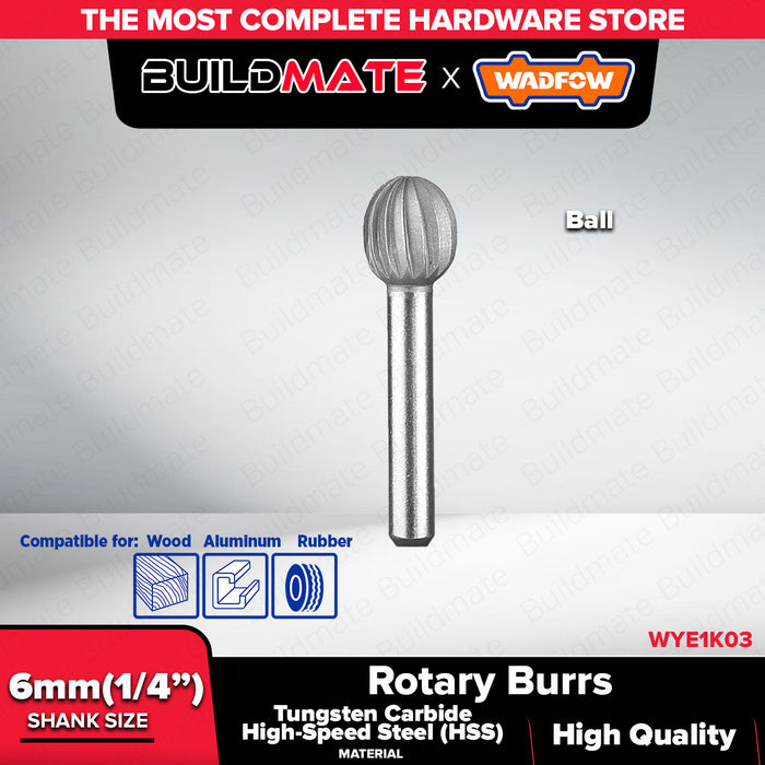 WADFOW 6mm Rotary Burrs for Deburring Wood, Rubber, and Aluminum WHT - BUILDMATE