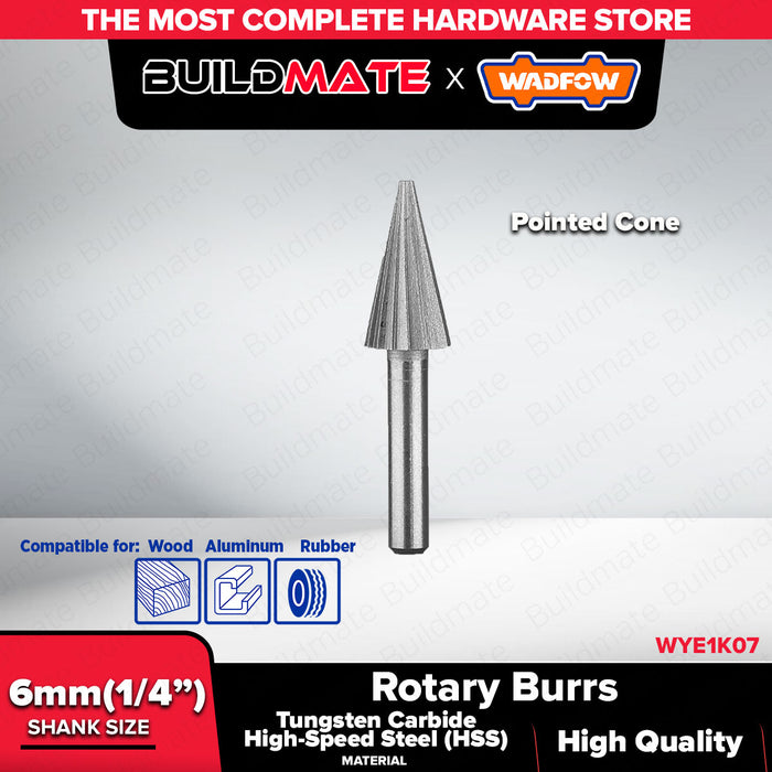 WADFOW 6mm Rotary Burrs for Deburring Wood, Rubber, and Aluminum WHT - BUILDMATE