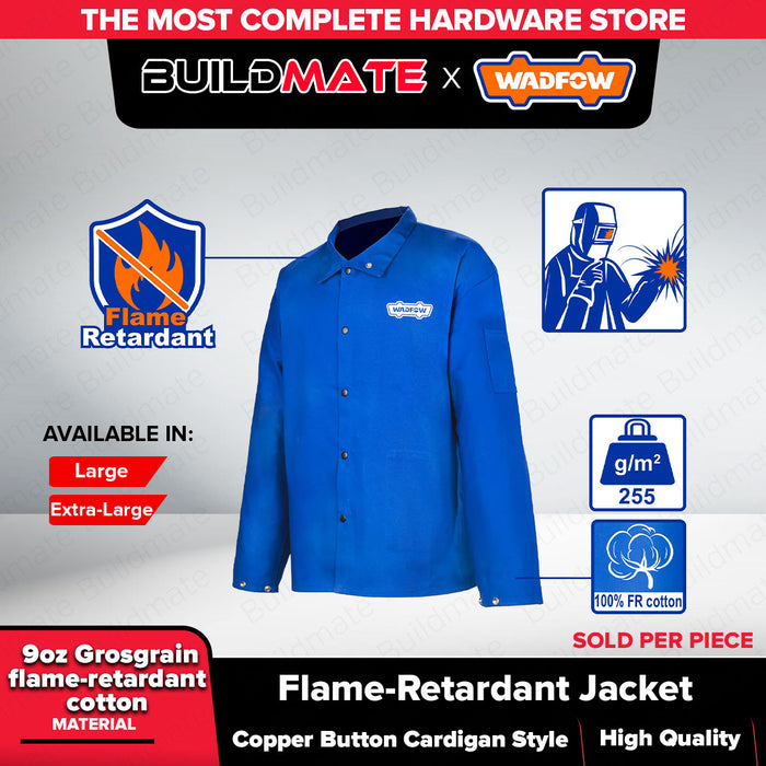 Wadfow L / XL Welding Jacket Flame Retardant Cotton Work Shirt | Fire Resistant Grosgrain Safety Coat w/ Button Closure WZW0103 - WHT