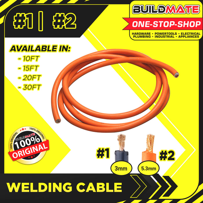 BUILDMATE Welding Cable #1 | #2 100% COPPER 10ft | 15ft | 20ft | 30ft SOLD PER FEET