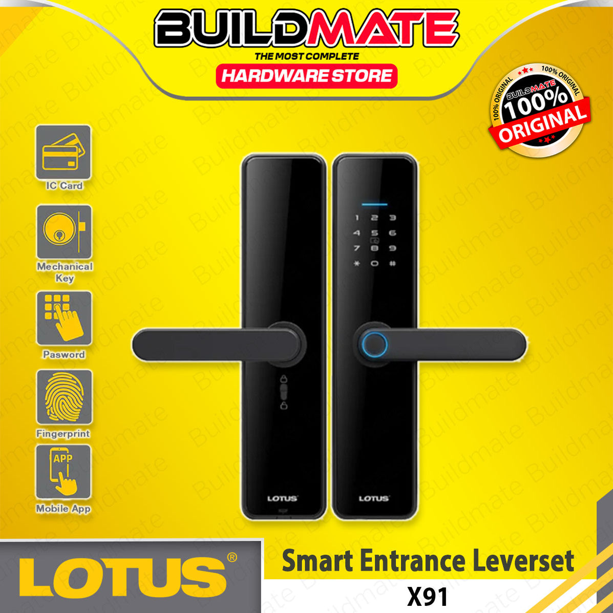 BUILDMATE Lotus Smart Entrance Leverset With Fingerprint Sensor Keyles ...