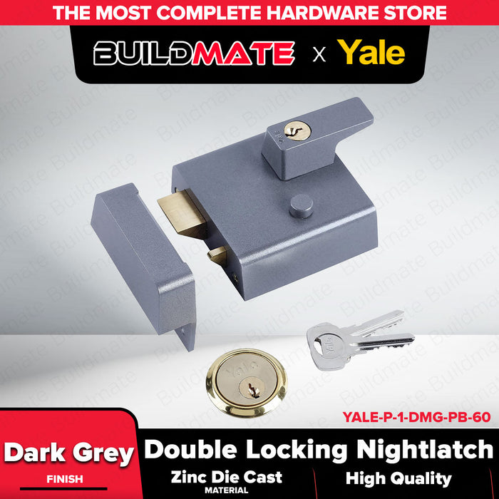 Buildmate x YALE P1 High Security Double Locking Night Latch 60mm P-1-DMG-PB-60
