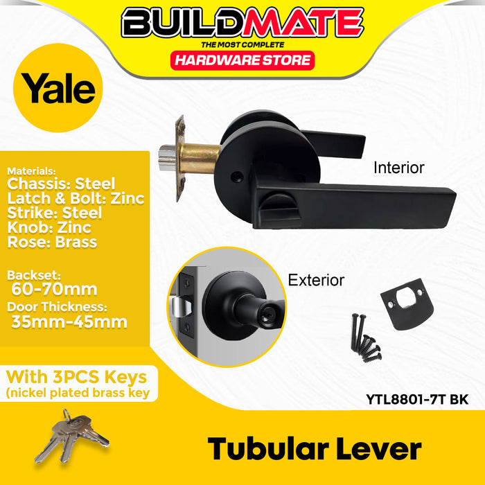 YALE Tubular Lever Style w/ Circle Corner (Black Finish) #YTL8801-7T BK