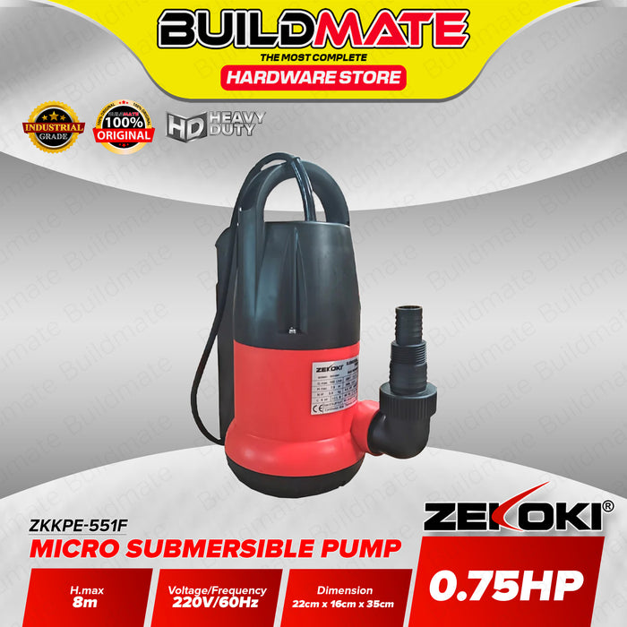 BUILDMATE Zekoki Clean Water Micro Submersible Pump 0.34HP - 1.0HP Compact Freshwater Transfer Immersion Pump