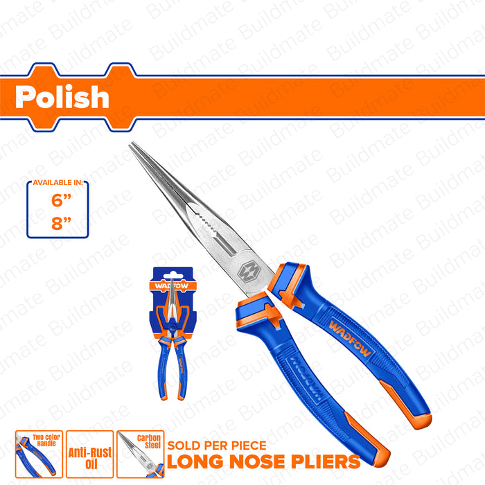 WADFOW 6"/ 8" Long Nose Plier Heavy Duty Pliers SOLD PER PIECE WPL2C06 / WPL2C08 •BUILDMATE• WHT