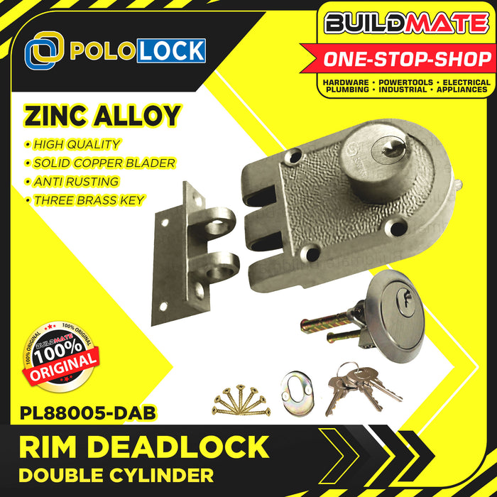POLOLOCK Rim Deadlock Double Cylinder Safety Door Lock Sliding Cylinder with Keys PL88005 •BUILDMATE•