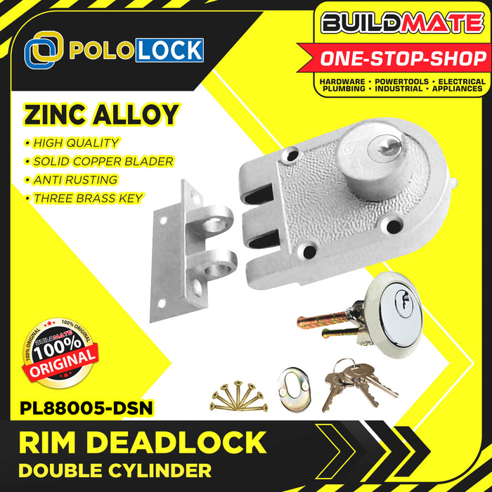 POLOLOCK Rim Deadlock Double Cylinder Safety Door Lock Sliding Cylinder with Keys PL88005 •BUILDMATE•
