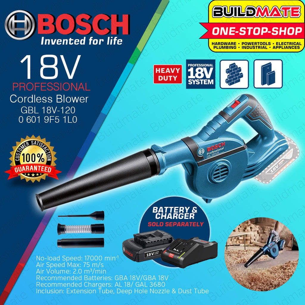Bosch Lithium Ion Cordless Air Leaf Blower 18V Solo w/o Inlay In Carto —  Buildmate