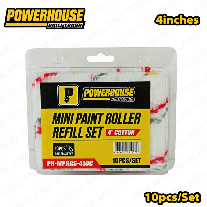 BUILDMATE x POWERHOUSE (10pcs/Set) Mini Paint Roller Refill Set 4inches Cotton PH-MPRRS-410C