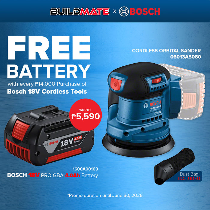 BUILDMATE Bosch Brushless Cordless Random Orbital Sander 18V 125mm (BARE TOOL) GEX185-LI Solo 06013A5080 • BLC