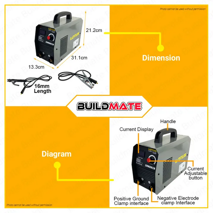 LOTUS INDUSTRIAL HEAVY DUTY Arc Inverter Welding Machine 200A LTIW200D + FREE LOTUS WELDING GLOVES •BUILDMATE• LWM