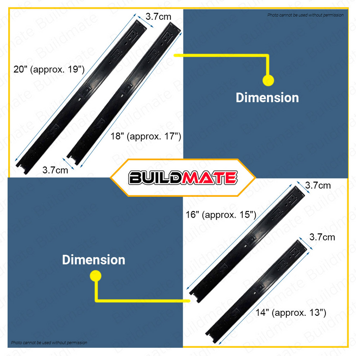 S.G.C. 3 Fold Ball Bearing Drawer Slide Guide 12" | 14" | 16" SOLD PER PAIRS •BUILDMATE•