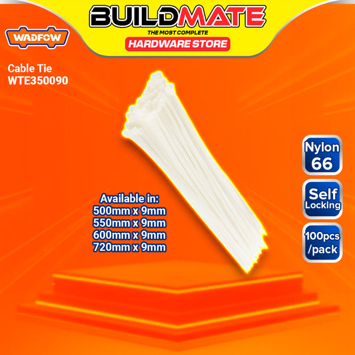 BUILDMATE Wadfow 100PCS/SET Multi-Purpose Nylon White Cable Ties 9mm Self Locking Zip Wire Cable Tie SOLD PER SET - WHT