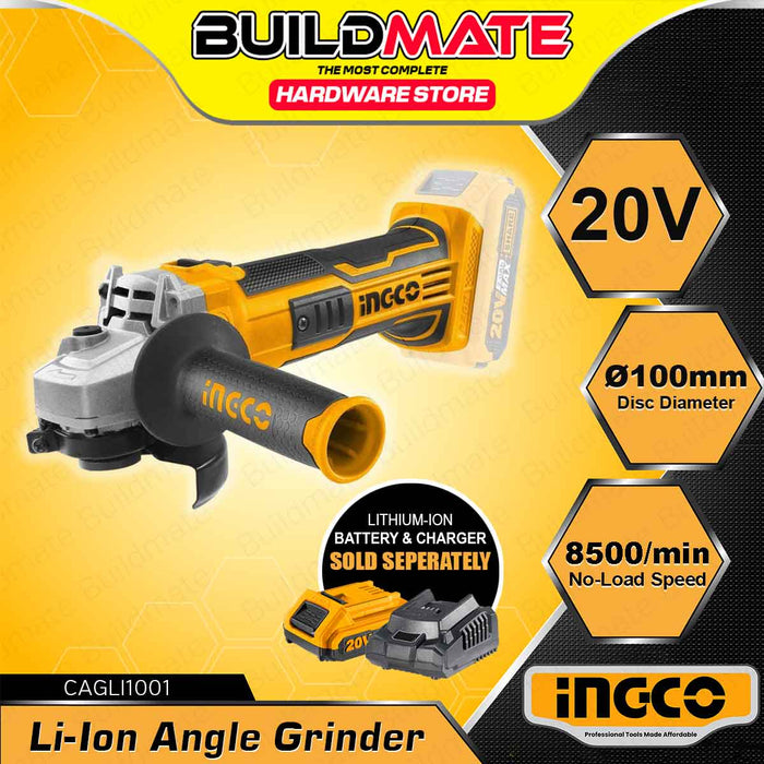 BUILDMATE Ingco Lithium-Ion Cordless Angle Grinder 20V Brushed / Brushless Rechargeable Grinding and Polishing Machine Power Tools - ICPT